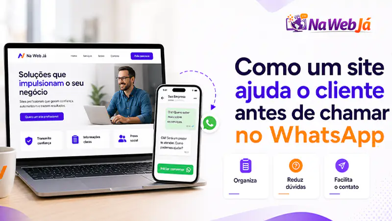 site ajudando o cliente a entender uma empresa antes de chamar no WhatsApp